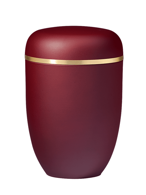 Rote Urne zur Feuerbestattung in Mainz